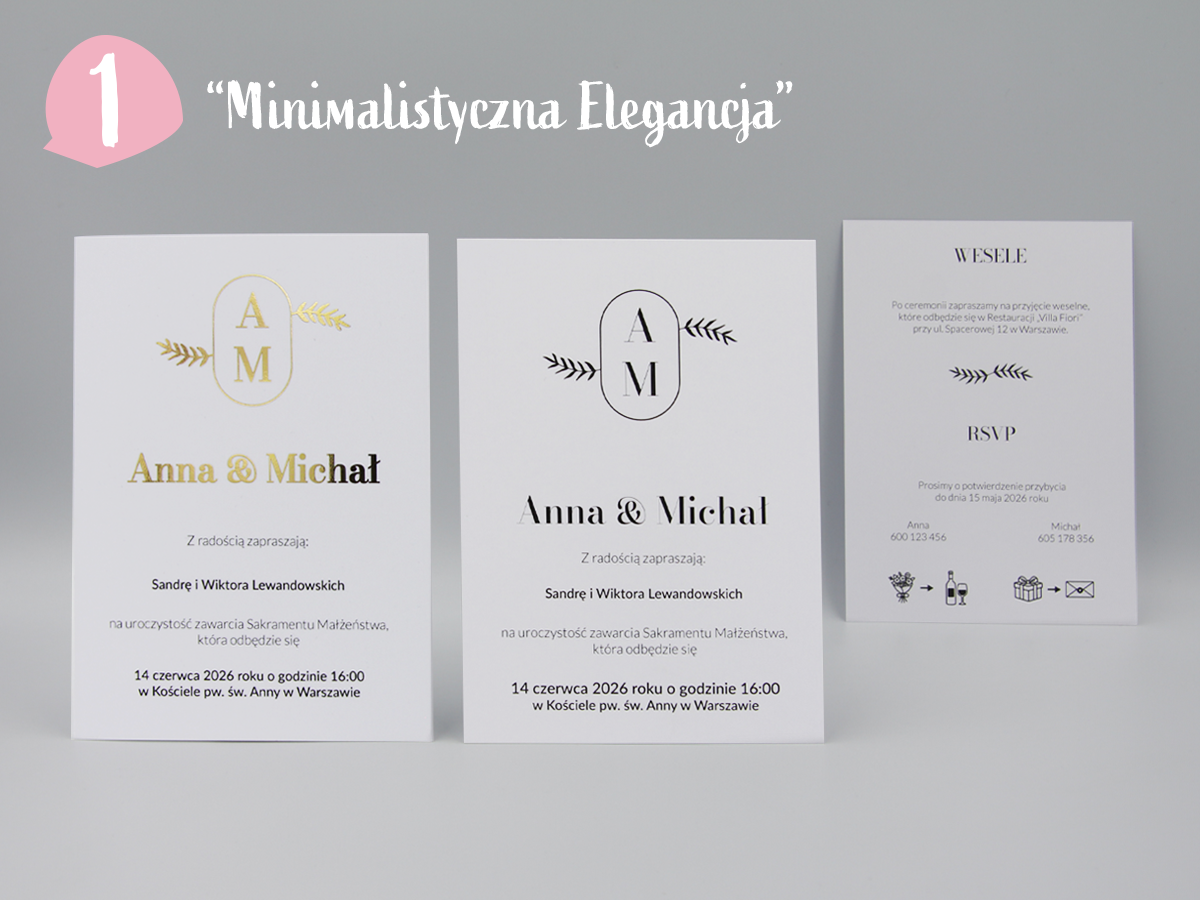Minimalistyczne zaproszenia ślubne